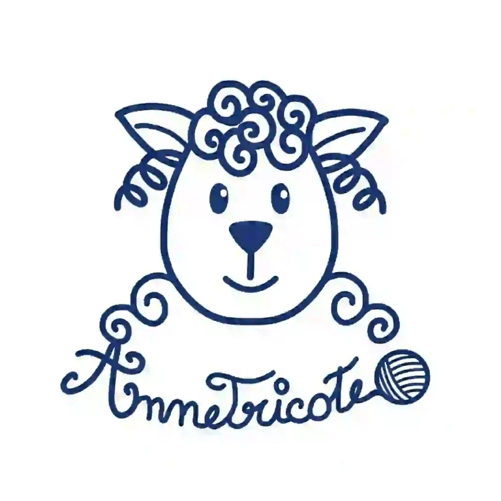logo du site anne tricote représentant un mouton et une pelote en bleu foncé